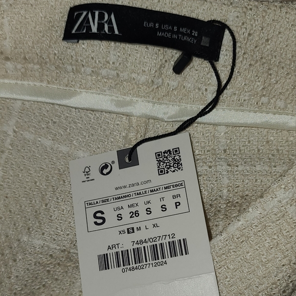 NWT Zara TEXTURED PLAID SKORT ECRU 7484/027 Size S - Picture 9 of 12